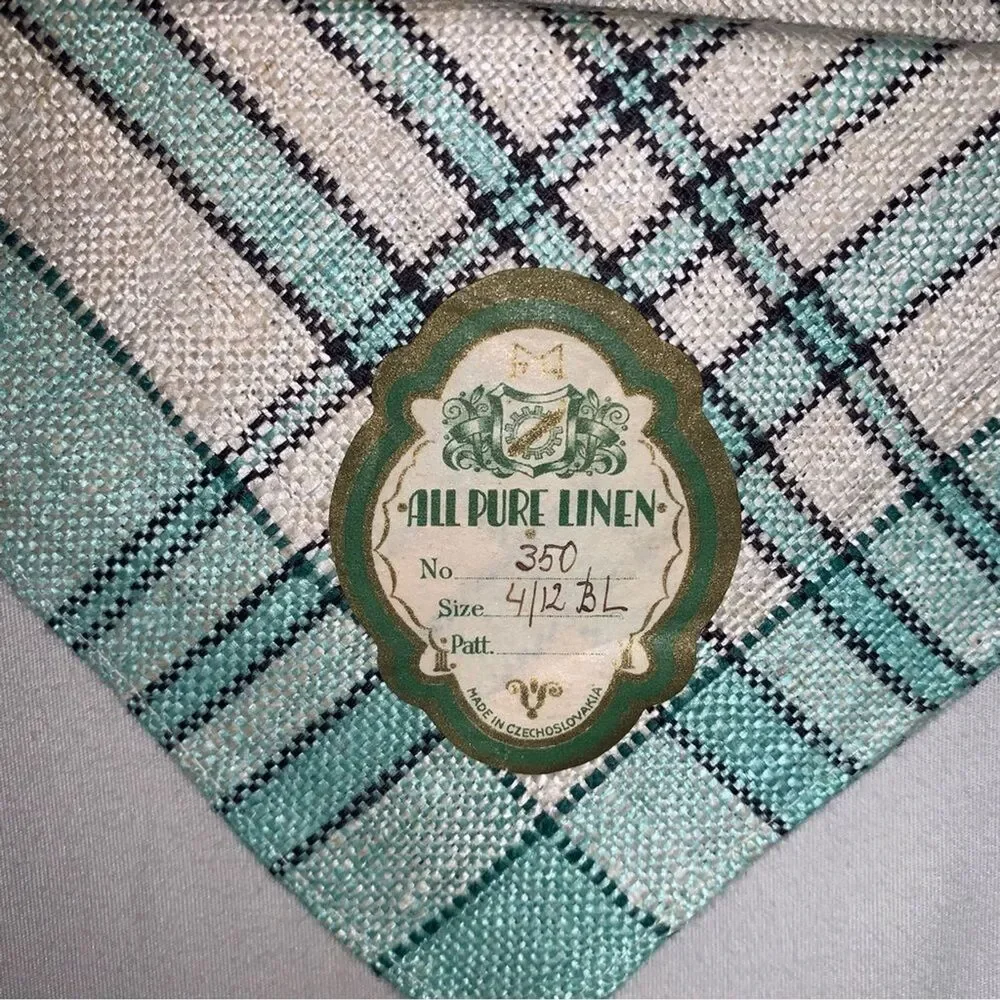 NWT Antique Linen Crochet Tablecloth White Green  T.C All Pure Czech Collectible
